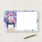 Kerstkleernoot Kleine pinguïn met cadeau Post-it® Notes (Op bureau)