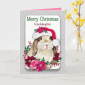 Kerstkleindochter Bunny Wearing Santas Pet Kaart (Gele Bloem)