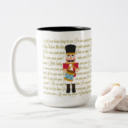 Kerstkleine drummer tweekleurige koffiemok (Met donut)