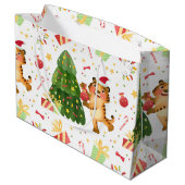 Kerstkleine tijger in de kerstboom - cadeaupatroon groot cadeauzakje (Achterkant Gekanteld)