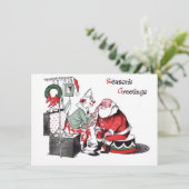 kerstklep voor de kerstman Helpt de kerstman Feestdagenkaart (Staand voorkant)