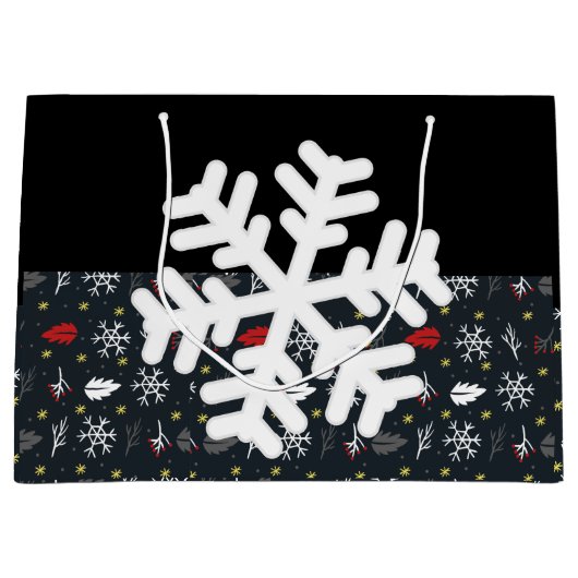 kerstkleppen en -bladeren met een zwart weefsel groot cadeauzakje (Voorkant)