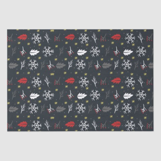 kerstkleppen en -bladeren met zwart tissuepapier (Voorkant)