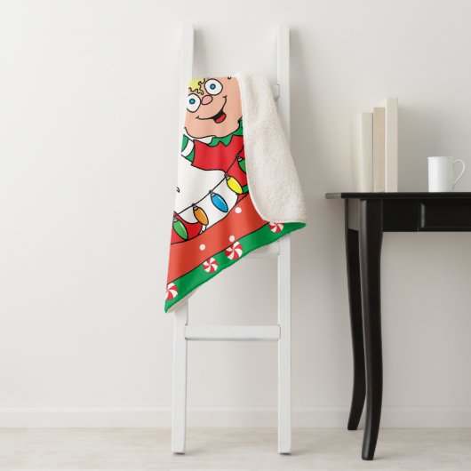 "kerstkleppen"-mandje/medium personaliseren sherpa deken (In situ)