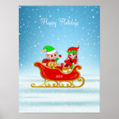 kerstkleppen op hoes met Cadeaus Poster (Voorkant)