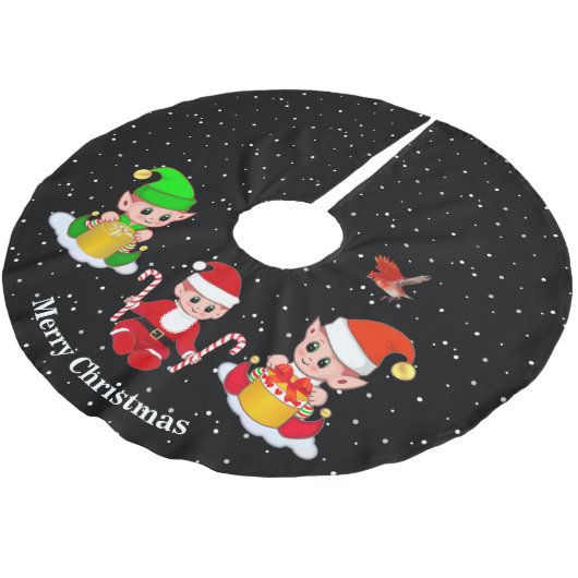 Kerstkleppen op zwart kerstboom rok (Gekanteld)