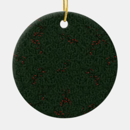 kerstkleppen personaliseren/rode bessen keramisch ornament (Voorkant)