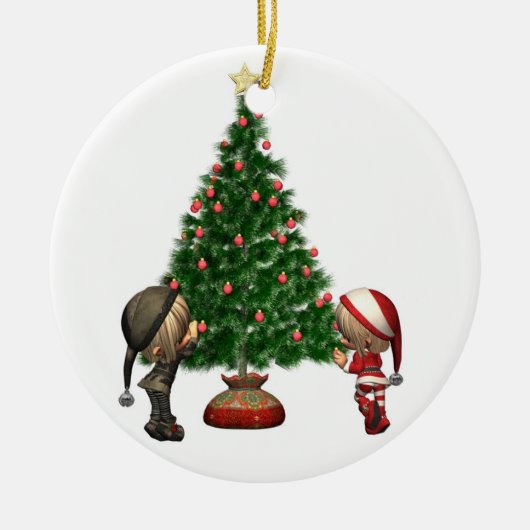 Kerstkleppen - versier de boom keramisch ornament (Voorkant)