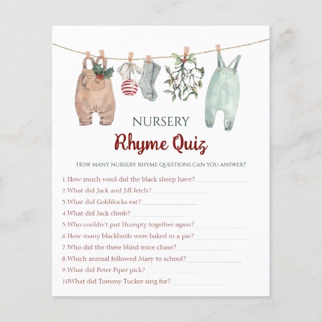 Kerstkleren Nursery Rhyme Quiz (Voorkant)