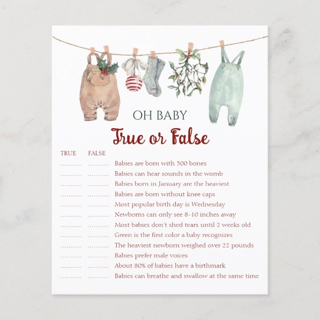 Kerstkleren Oh Baby Waar of Niet Waar (Voorkant)