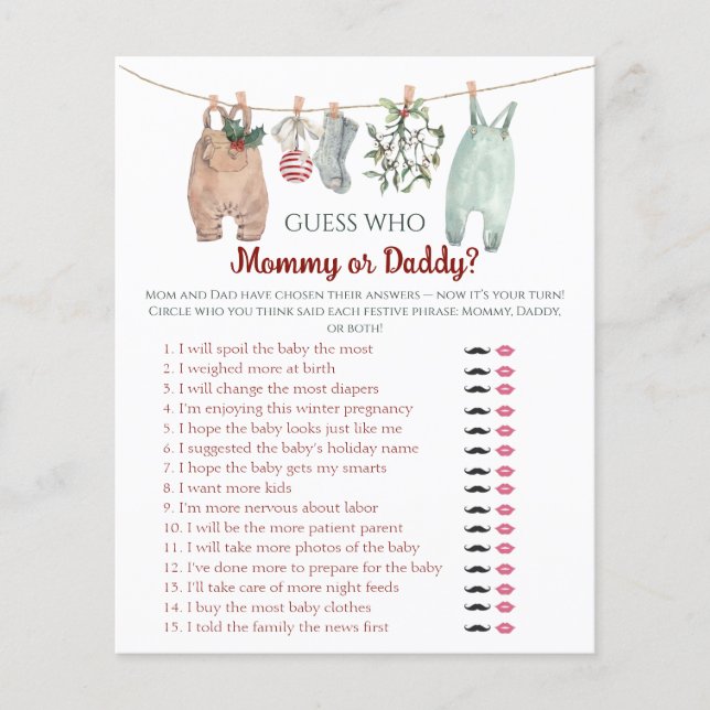 Kerstkleren Raad wie mama of papa spel (Voorkant)