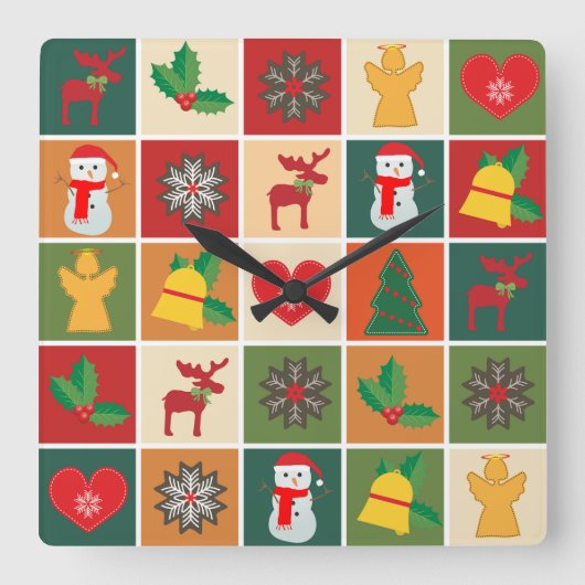 Kerstkleukklok Vierkante Klok (Voorkant)