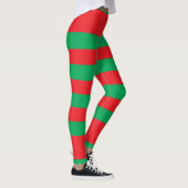 Kerstkleur, rode en groene strepen, met naam leggings (Rechts)