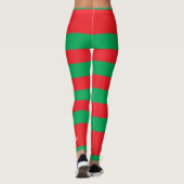 Kerstkleur, rode en groene strepen, met naam leggings (Achterkant)