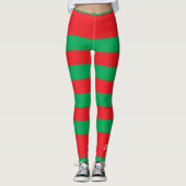 Kerstkleur, rode en groene strepen, met naam leggings (Voorkant)