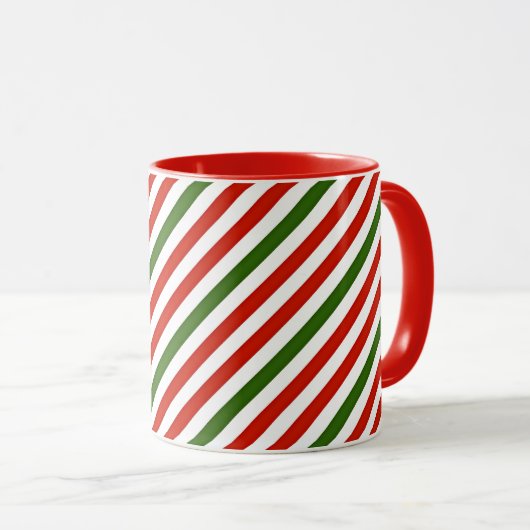 Kerstkleur strepen mok (Voorkant rechts)