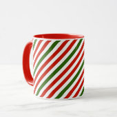 Kerstkleur strepen mok (Voorkant links)