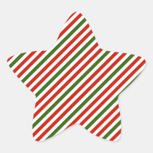 Kerstkleur strepen, ster sticker