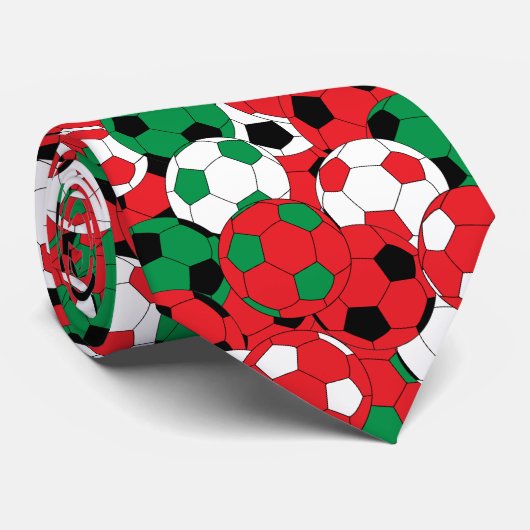 kerstkleur Voetbal Collage-twee-zijkant afdrukken Stropdas (Opgerold)