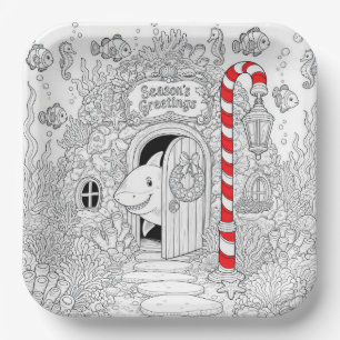 Kerstkleurboek met Haai Papieren Bordje