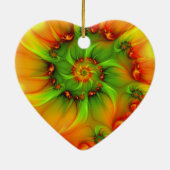 Kerstkleuren Abstracte kleurrijke fractaalhartkuns Keramisch Ornament (Achterkant)