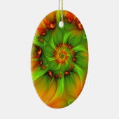 Kerstkleuren Abstracte kleurrijke fractale kunst Keramisch Ornament (Rechts)