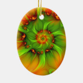 Kerstkleuren Abstracte kleurrijke fractale kunst Keramisch Ornament (Achterkant)