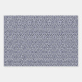 Kerstkleuren blauw wit geometrisch naadloos inpakpapier vel (Voorkant 3)