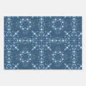 Kerstkleuren blauw wit geometrisch naadloos inpakpapier vel (Voorkant)