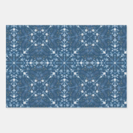Kerstkleuren blauw wit geometrisch naadloos inpakpapier vel
