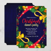 Kerstkleuren Dinner Party Ticket Uitnodigen Kaart (Voorkant / Achterkant)