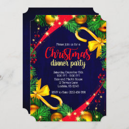 Kerstkleuren Dinner Party Ticket Uitnodigen Kaart