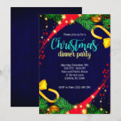 Kerstkleuren Dinner Party Uitnodigen Kaart (Voorkant / Achterkant)