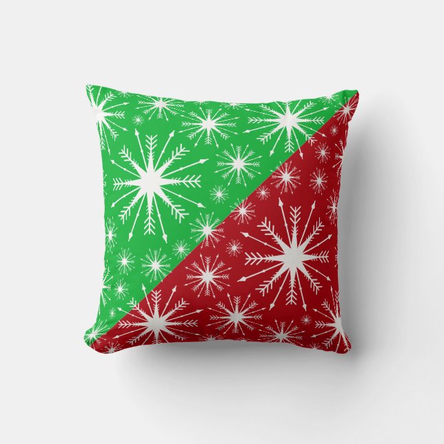 kerstkleuren en Snowflakes Kussen (Voorkant)