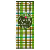 Kerstkleuren geruit wijn cadeautas (Achterkant)