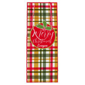 Kerstkleuren gespeeld wijn cadeautas (Achterkant)