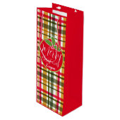 Kerstkleuren gespeeld wijn cadeautas (Voorkant Gekanteld)