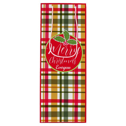 Kerstkleuren gespeeld wijn cadeautas (Voorkant)