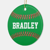 Kerstkleuren Groen en Rood Baseball/Softball Keramisch Ornament (Links)