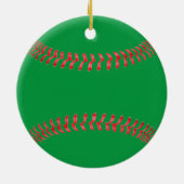 Kerstkleuren Groen en Rood Baseball/Softball Keramisch Ornament (Achterkant)