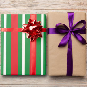 Kerstkleuren Groen Rood Wit Strepen Cadeaupapier