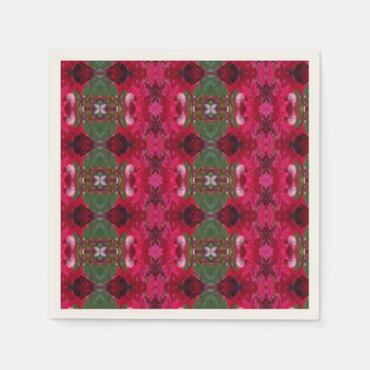 Kerstkleuren Kaleidoscope Ecru Cocktail Napkin Servetten (Voorkant)