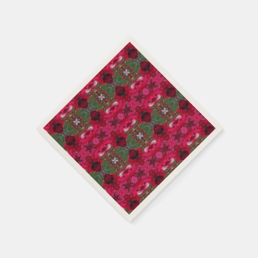 Kerstkleuren Kaleidoscope Ecru Cocktail Napkin Servetten (Hoek)