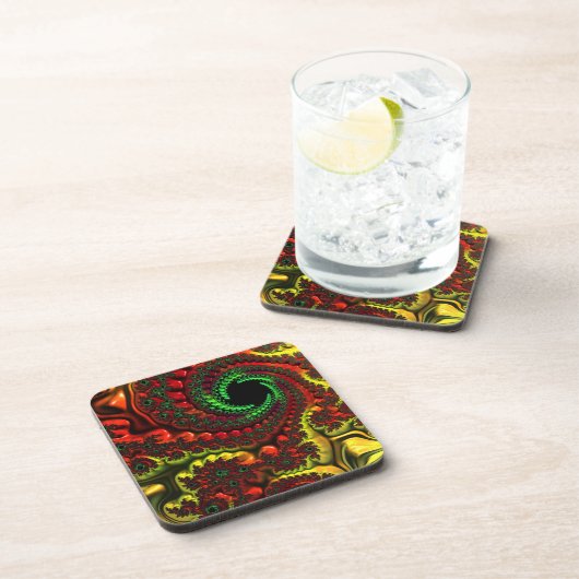 kerstkleuren Mandelbrot Plastic Onderzetters (Rechterzijde)