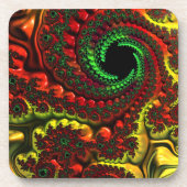 kerstkleuren Mandelbrot Plastic Onderzetters (Voorkant)