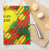 Kerstkleuren Neon stijl bloemen Theedoek (Quarter Fold)