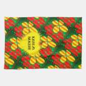 Kerstkleuren Neon stijl bloemen Theedoek (Horizontaal)