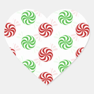 Kerstkleuren Peppermint Snoep Holiday Hart Sticker