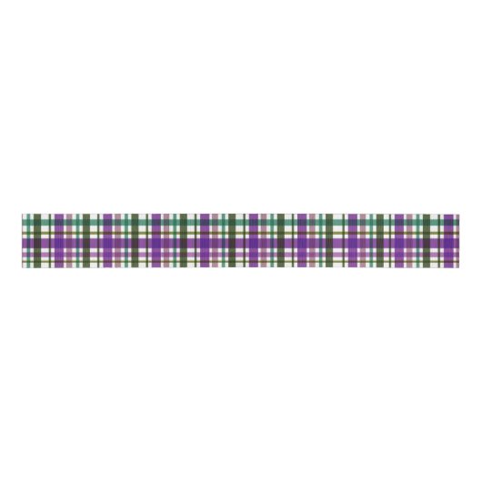 Kerstkleuren Plaid Groen Paarse Grosgrain Lint (Voorkant)