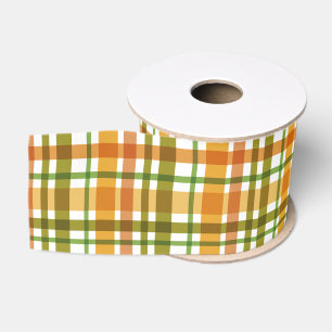 Kerstkleuren Plaid Groen Sinaasappel Grosgrain Lint